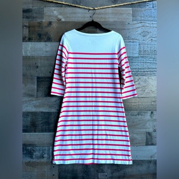 L.L. Bean Womens XS White & Pink Striped Cotton Dress W/ Button Detail - Picture 2 of 5